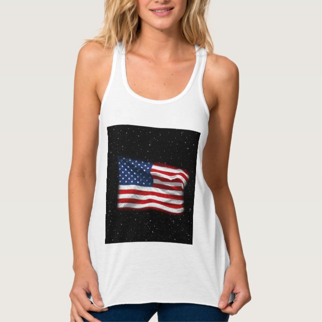 Stars and Stripes USA Patriotic American Flag Tank Top (Front)