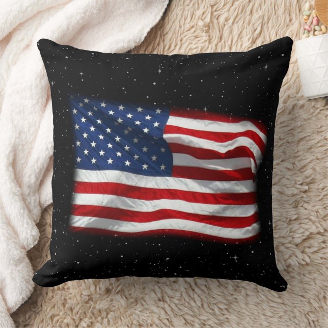 Stars and Stripes USA Patriotic American Flag Throw Pillow (Blanket)