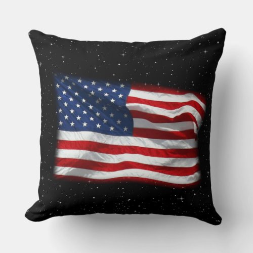 Stars and Stripes USA Patriotic American Flag Throw Pillow