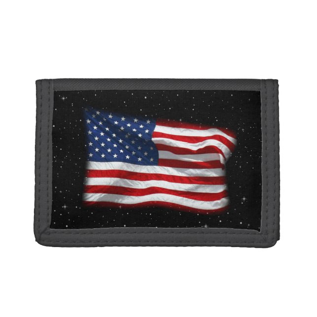 Stars and Stripes USA Patriotic American Flag Trifold Wallet (Front)