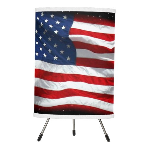 Stars and Stripes USA Patriotic American Flag Tripod Lamp