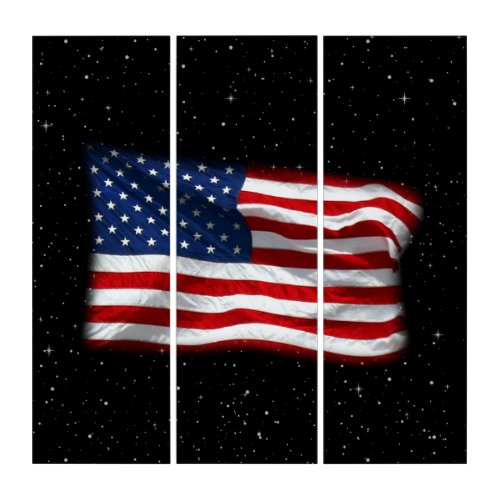 Stars and Stripes USA Patriotic American Flag Triptych