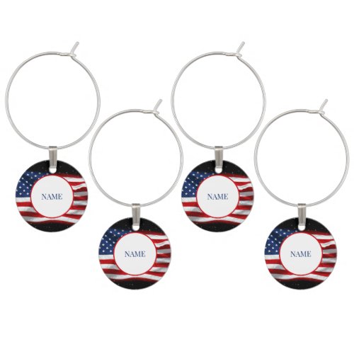 Stars and Stripes USA Patriotic American Flag Wine Charm