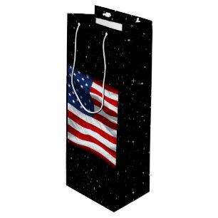 Stars and Stripes USA Patriotic American Flag Wine Gift Bag