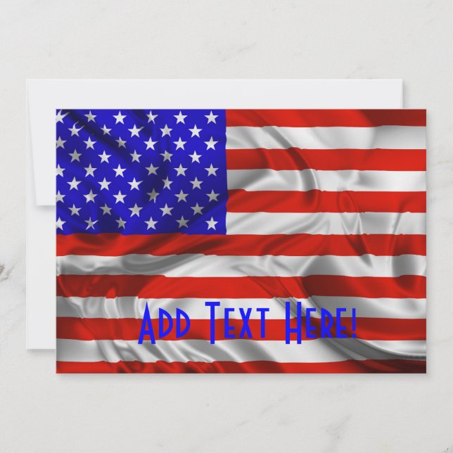 Stars and Stripes Usa Silk Flag Invitation card (Front)