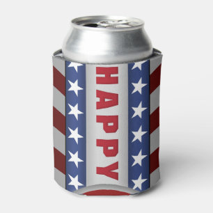 Stars and Stripes Vertical July 4th Can Cooler