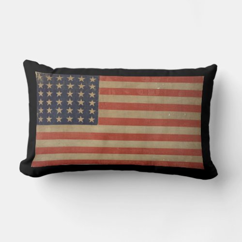 Stars and Stripes Vintage Patriotic American Flag Lumbar Pillow