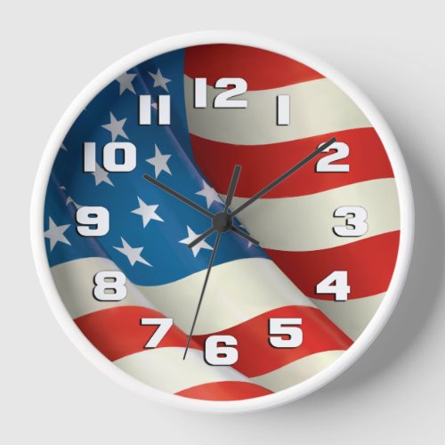 Stars and Stripes Waving US Flag Clock