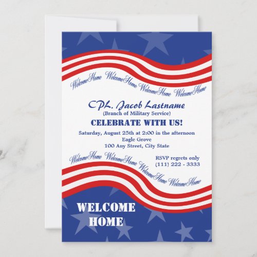 Stars and Stripes Welcome Home Military Invitation