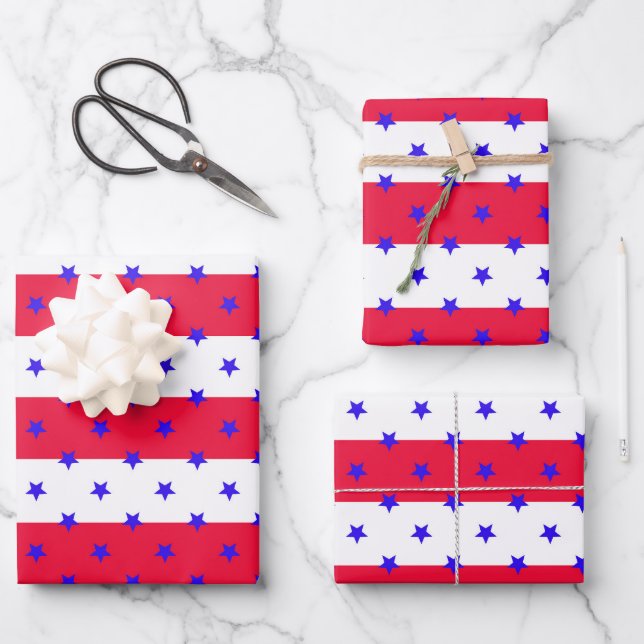Stars and Stripes Wrapping Paper Sheets (Front)