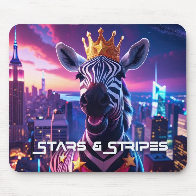 Stars And Stripes Zebra Zanzibar Mouse Pad (Front)
