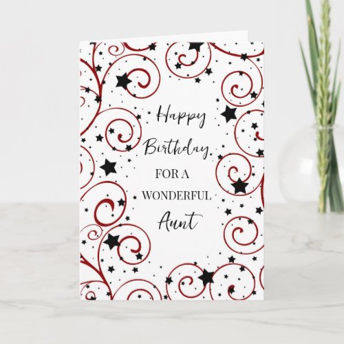 Stars and Swirls Aunt Birthday Card