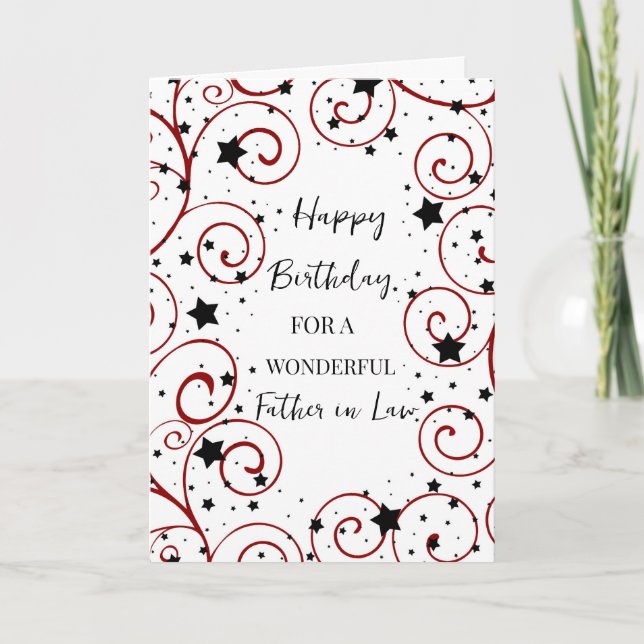 Stars and Swirls Father in law Birthday Card (Front)