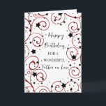 Stars and Swirls Father in law Birthday Card<br><div class="desc">Birthday card for father in law with a fun stars and swirls design in black and red and thoughtful verse.</div>