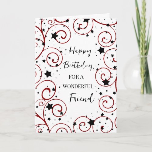 Stars and Swirls Friend Birthday Card