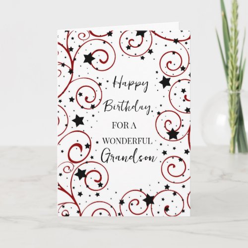 Stars and Swirls Grandson Birthday Card