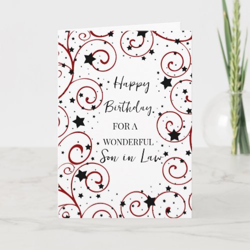 Stars and Swirls Son in Law Birthday Card