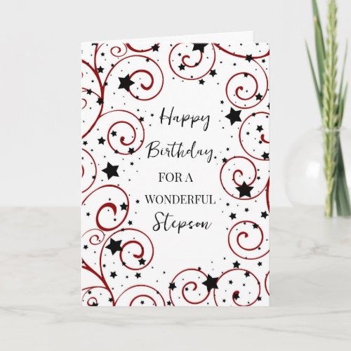Stars and Swirls Stepson Birthday Card
