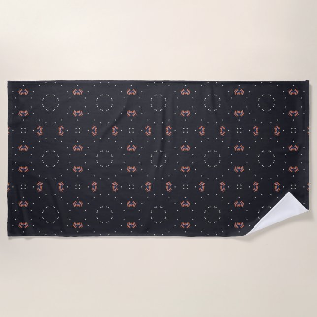 Stars And Unique Spaceship Pattern Beach Towel (Front)