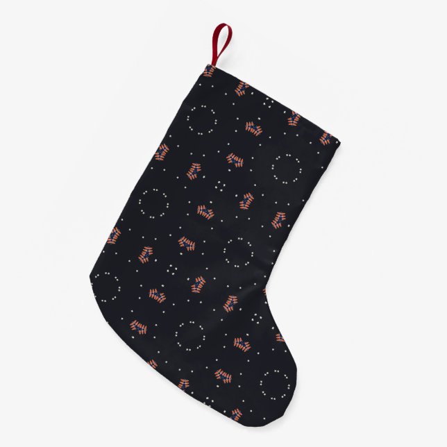 Stars And Unique Spaceship Pattern Small Christmas Stocking (Front (Hanging))