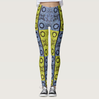 stars and wheels in blue and yellow leggings