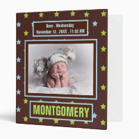 Stars Baby Boy's Brown Photo Scrapbook 3 Ring Binder