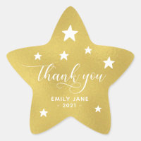 Stars Baby Shower Party Stickers | Gold Faux Foil