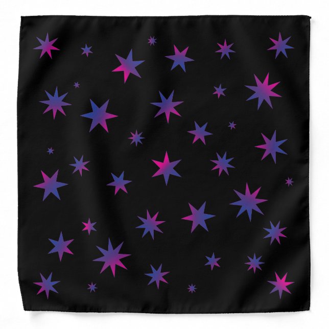 Stars - Bi Gradient on Black Bandana (Front)