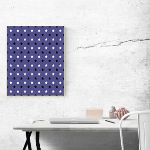 Stars Black and White Pattern Purple Background Poster