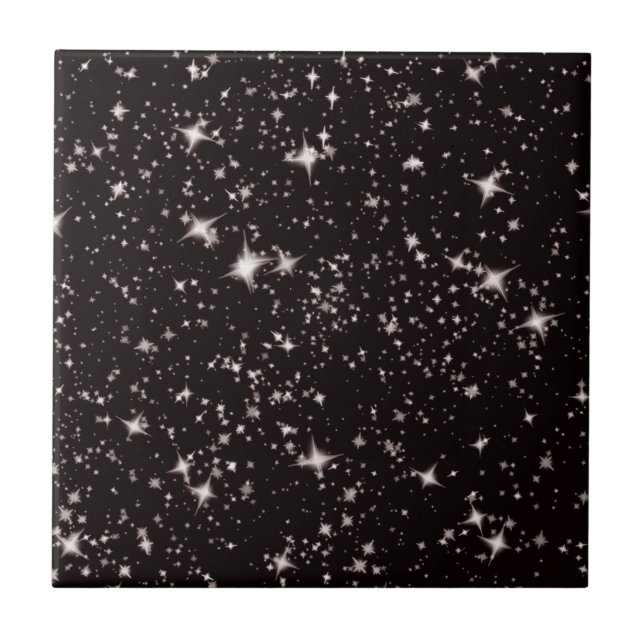 stars black night ceramic tile (Front)