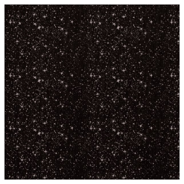 stars black night white fabric (Swatch)