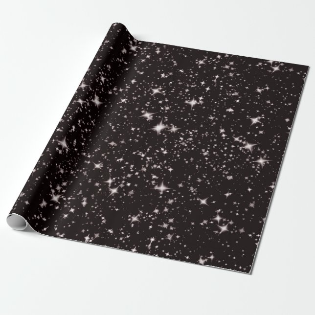 stars black night wrapping paper (Unrolled)