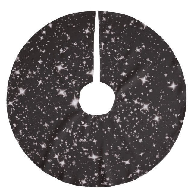 stars black night xmas christmas tree skirt (Front)