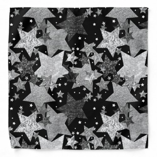 Stars Black Silver  Bandana