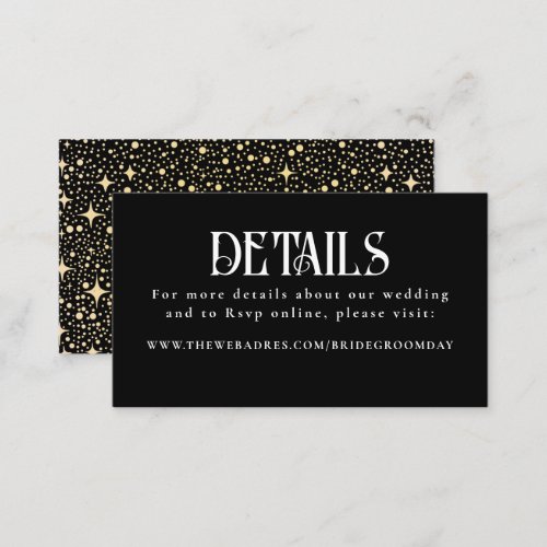 Stars Black Wedding Wedding Details Enclosure Card