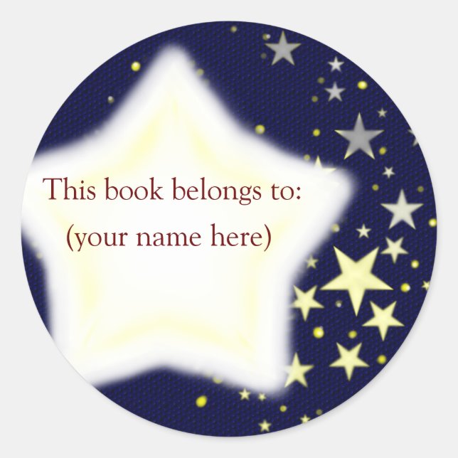 Stars, blue and yellow classic round sticker (Front)