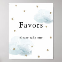 Stars & Blue Clouds Baby Shower Favors Sign