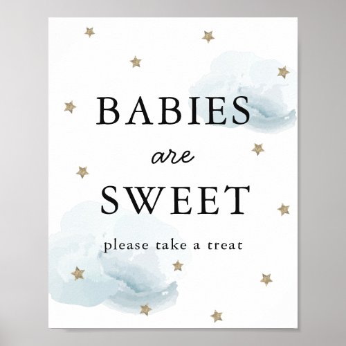 Stars  Blue Clouds Baby Shower Sweet Treat Sign