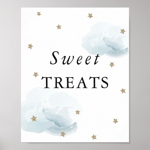 Stars  Blue Clouds Baby Shower Sweet Treats Sign