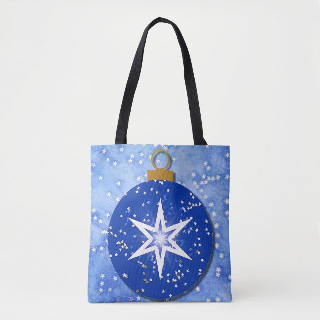 Stars Blue Ornament Art Tote Bag (Front)