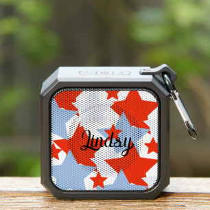 Stars Blue Red White Patriotic Pattern Name Bluetooth Speaker