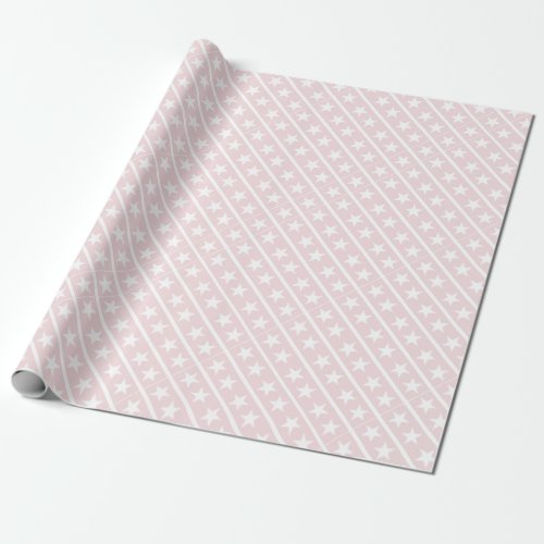 Stars Blush Rose Pink Modern Stylish Design Trendy Wrapping Paper