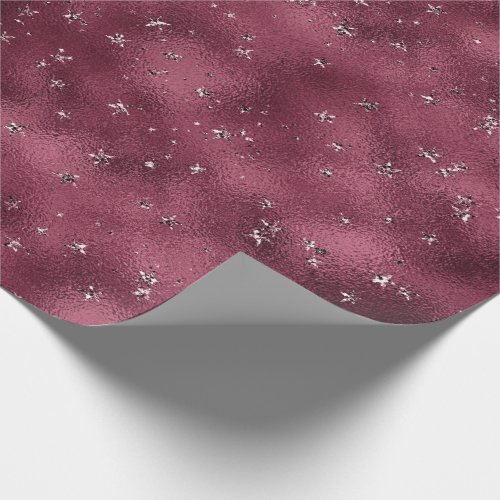 Stars Bridal Marsala Glitter Burgundy Glam Wrapping Paper