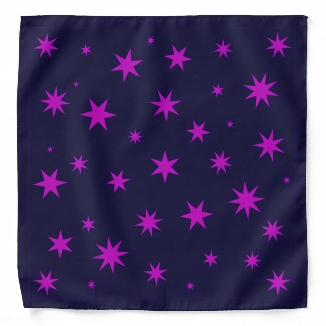 Stars - Bright Pink on Dark Blue Bandana (Front)