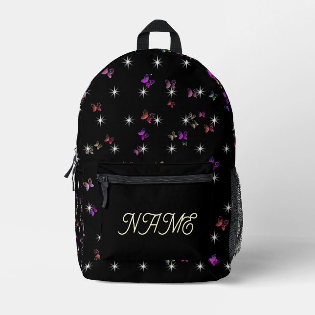 stars butterfly  printed backpack (Front)