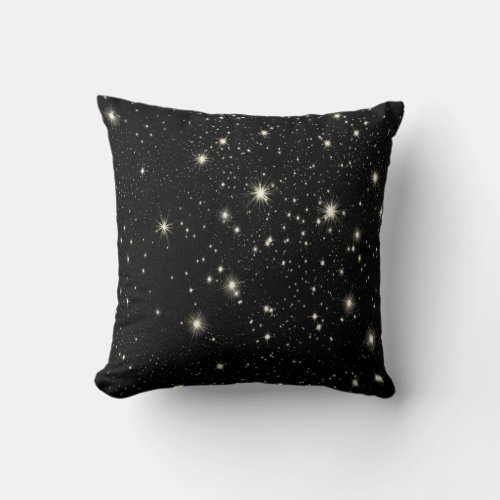 Stars by Night throw pillow Black  white