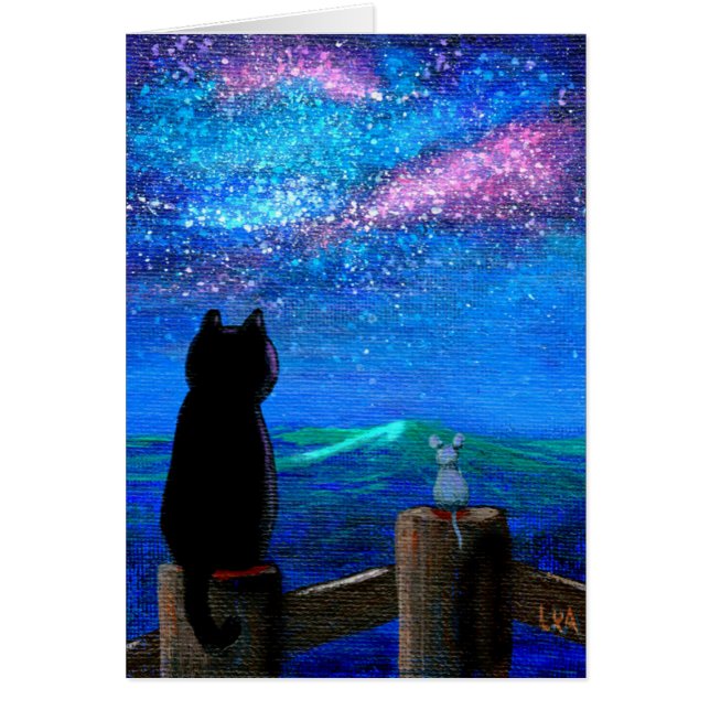 Stars Cat Mouse Creationarts Cards (Front)