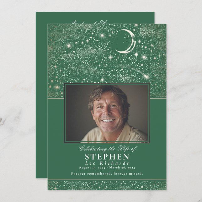 Stars Celebration of Life Photo Memorial Funeral  Program (Front/Back)