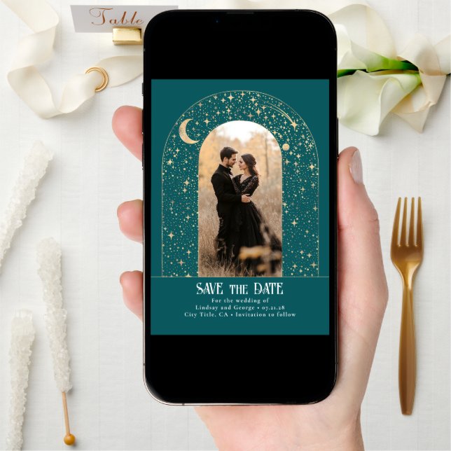 Stars Celestial Arch Teal Save the Date Photo (Front Digital)