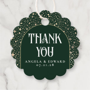 Stars Celestial Emerald Green Wedding Thank You Favor Tags